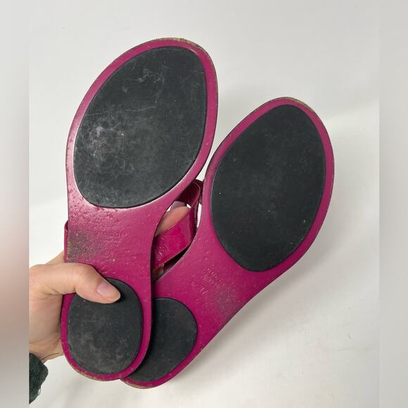 Gucci Microguccisima Fuchsia GG Thong Sandal Vernix  Pink size 37 EU Slide Flat - Picture 8 of 10